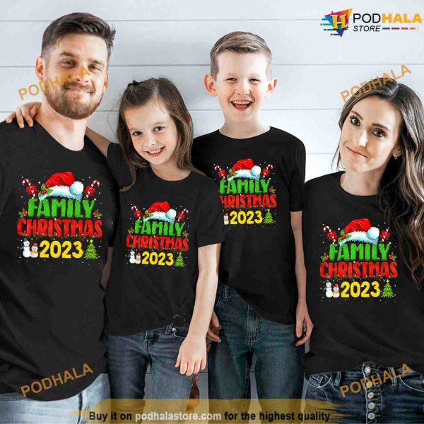 Merry Christmas 2023 Santa Hat Team Matching Family Shirt