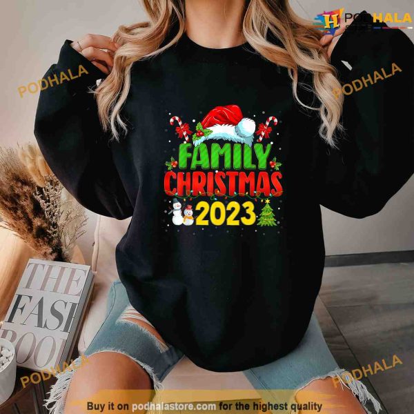 Merry Christmas 2023 Santa Hat Team Matching Family Shirt