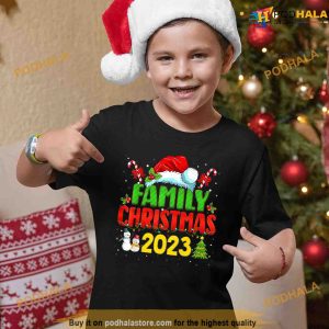 Merry Christmas 2023 Santa Hat Team Matching Family Shirt 3