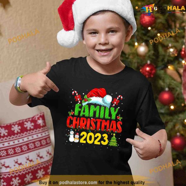 Merry Christmas 2023 Santa Hat Team Matching Family Shirt