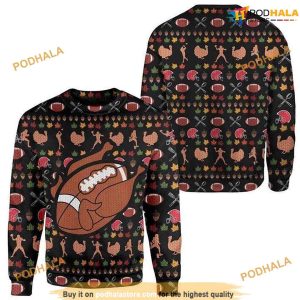 Merry Christmas Funny Turkey Football Cute Ugly Christmas Sweater