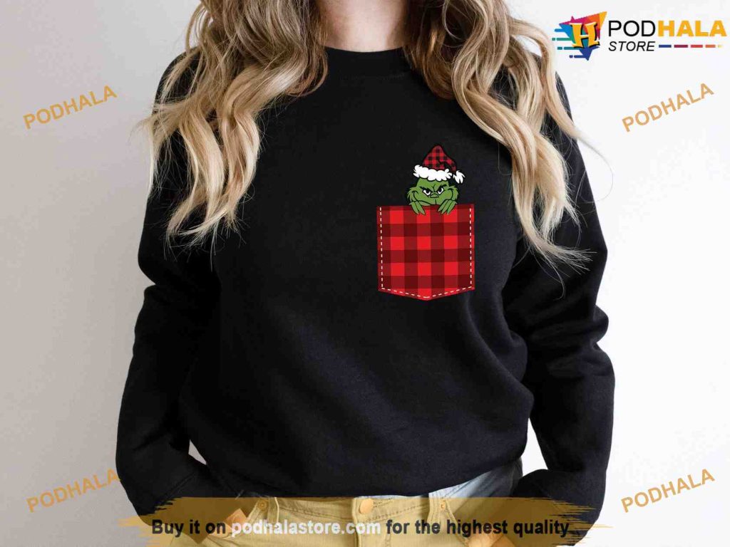 Merry Christmas Grinch in Pocket Sweatshirt, Grinch Christmas Sweatshirt, Christmas Gift