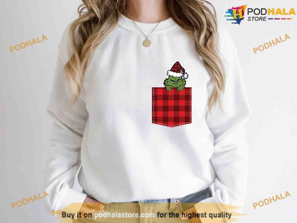Merry Christmas Grinch in Pocket Sweatshirt, Grinch Sweatshirt Womens