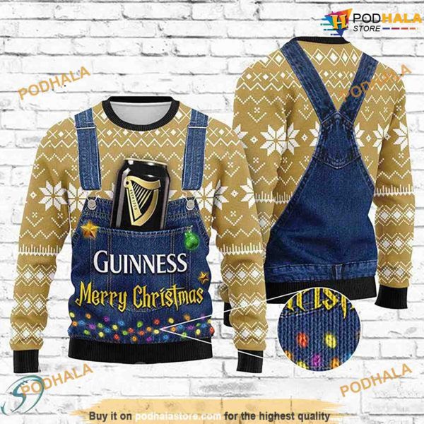 Merry Christmas Guinness Xmas 3D Funny Womens Christmas Sweater