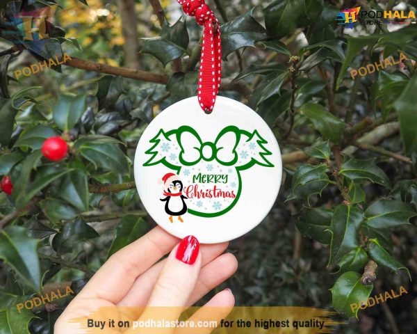 Merry Christmas Mickey Ear Ceramic Ornament, Friends Christmas Ornaments