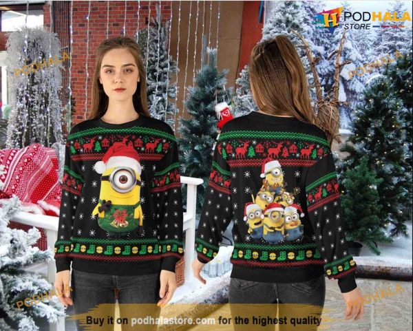 Merry Christmas Minion 3D Funny Womens Christmas Sweater