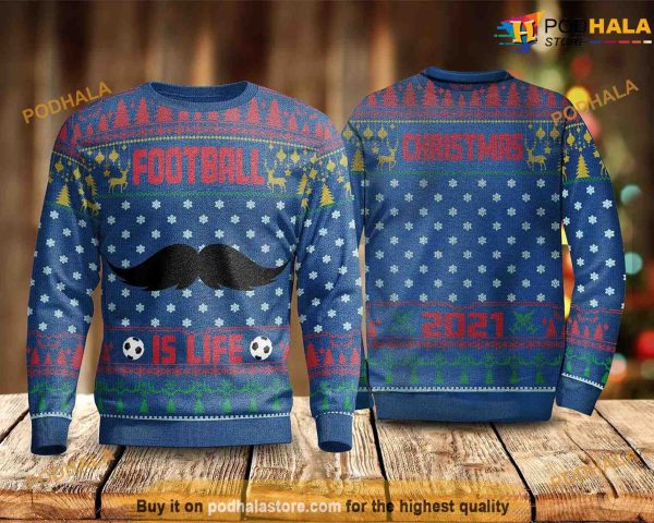 Merry Christmas Ted Lasso Football is Life 3D Funny Xmas Sweater