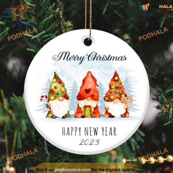 Merry Christmas and Happy New Year Tree Ornaments, Custom Family Ornaments