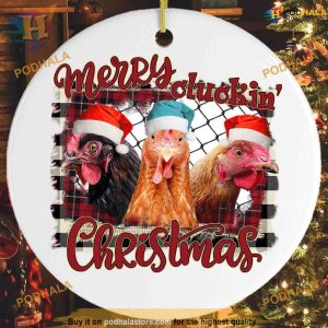 Merry Cluckin Chicken Christmas Ornament, Funny Christmas Ornaments