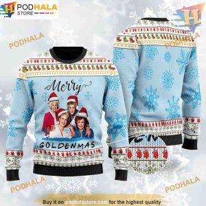 Merry GOLDENMAS Ugly Christmas 3D Sweater, Friends Christmas Sweater