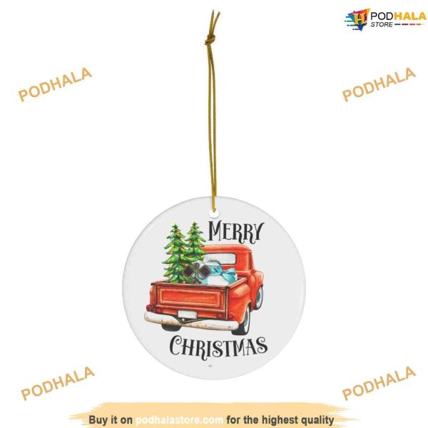 Merry Pickleball Ceramic Ornament, Custom Family Ornaments
