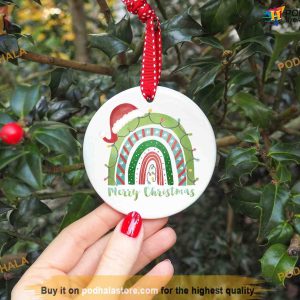 Merry Santa Hat Rainbow Christmas Ornament, Funny Christmas Ornaments