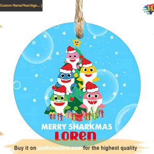 Merry Sharkmas Personalized Festive Ornament, Family Christmas Ornaments