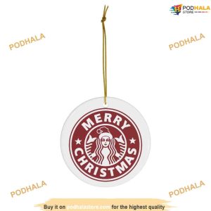 Merry Starbucks Coffee Ceramic Ornament, Funny Christmas Ornaments
