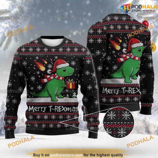 Merry T-Rexmas Cute Ugly Christmas Sweater