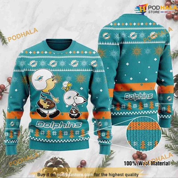 Miami Dolphins Snoopy NFL Christmas Vacation Sweater