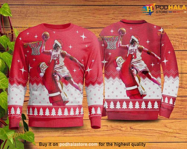 Michael Jordan Funny Santa Xmas 3D Christmas Vacation Sweater