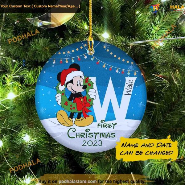 Mickey Minnie Custom Name Gift, Matching Christmas Disney World Christmas Ornaments