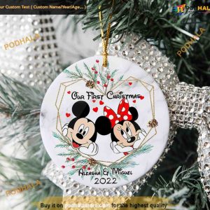 Mickey Minnie Personalized Ornament, Christmas Disney World Christmas Ornaments