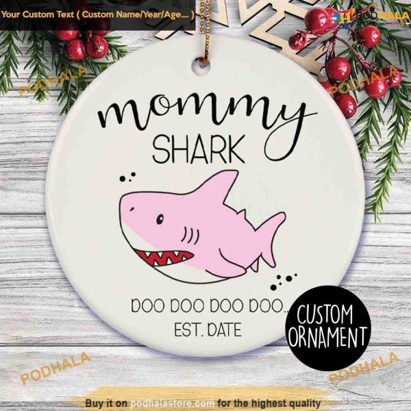 Mommy Shark Christmas Ornament, Funny Christmas Ornaments