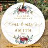 Mr and Mrs First Christmas Ornament 2023, Personalized 1st Christmas Ornaments