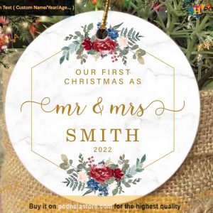 Mr and Mrs First Christmas Ornament 2023, Personalized 1st Christmas Ornaments