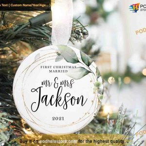 Mr and Mrs First Christmas Ornament, Personalized Wedding Ornament