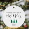 Mrs & Mrs Christmas Ornament with Year, First Christmas Ornament Together Ornament