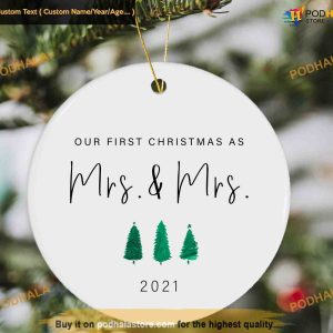 Mrs & Mrs Christmas Ornament with Year, First Christmas Ornament Together Ornament