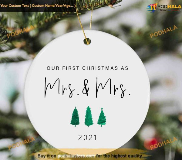 Mrs & Mrs Christmas Ornament with Year, First Christmas Ornament Together Ornament