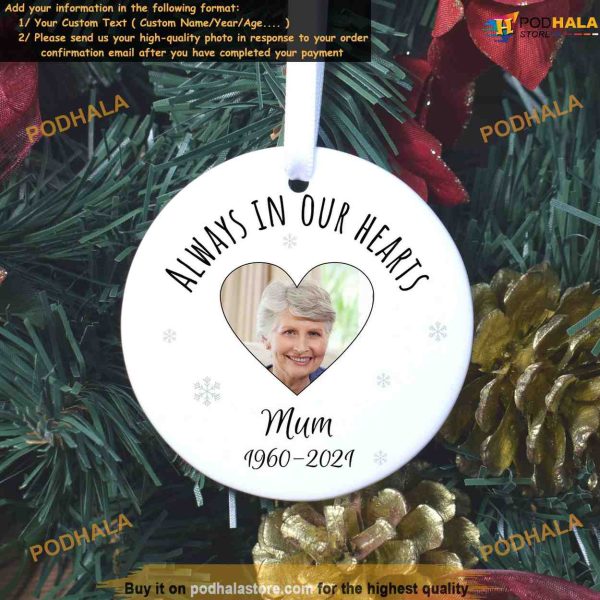 Mum Memory Photo Personalized Christmas Tree and Custom Picture Ornaments