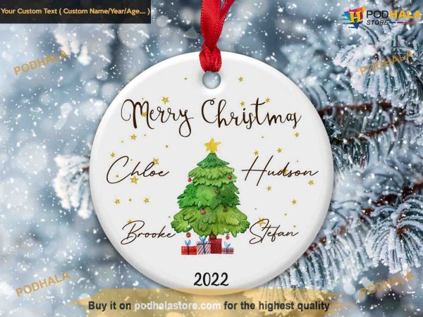 Name-Inscribed Merry Christmas Ornament, Friends Christmas Ornaments