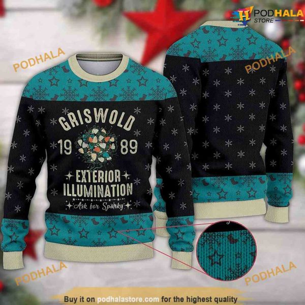 National Lampoons Christmas Vacation Clark Griswold Xmas 3D Naughty Christmas Sweater