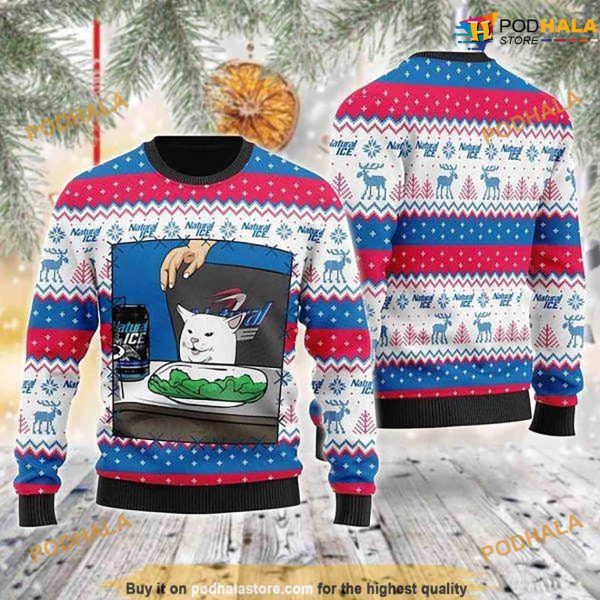 Natural Ice Beer Cat Meme Christmas 3D Naughty Christmas Sweater
