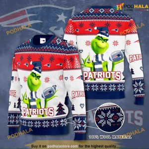 New England Patriots NFL Knit Grinch 3D Naughty Christmas Sweater