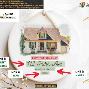 New Home Watercolor Ornament Personalized Christmas Photo Custom 2