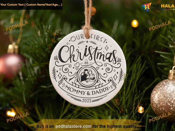 New Parent’s First Christmas Ornament Bauble, Custom Family Ornament