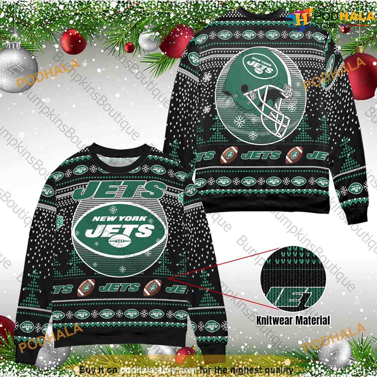 New York Jets Basic Pattern Knitted Sweater For Christmas
