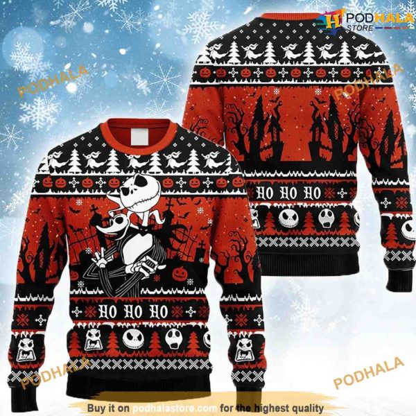 Nightmare Before Xmas Jack Ho Ho Ho Christmas Ugly Holiday Sweater