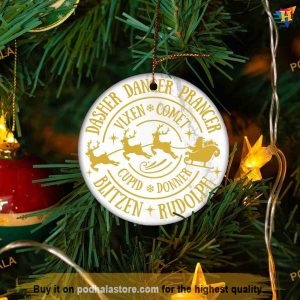 Nine Reindeers Christmas Ceramic Ornament, Family Christmas Tree Ornaments