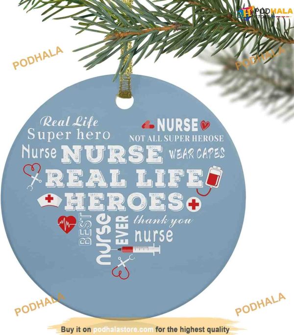 Nurse Love Heartbeat Christmas Ornament, Friends Christmas Ornaments