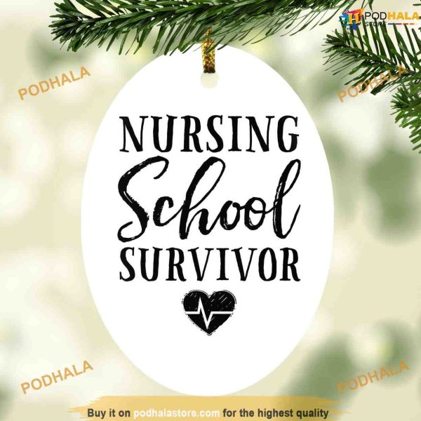 Nursing School Survivor Ornament, Nurse Christmas Decorations