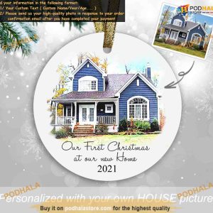 Our First Christmas 2023 Custom House and Personalized Family Ornaments