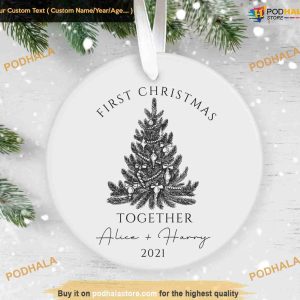 Our First Christmas Ornament, Personalized Ceramic 2023 Decor