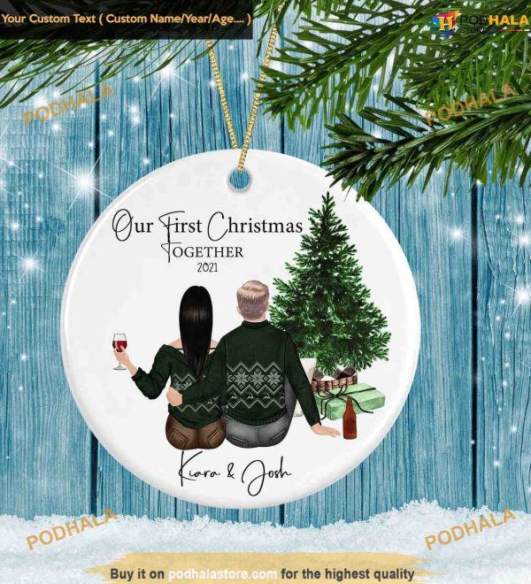 Our First Christmas Ornament Together Ornament, Personalized Holiday Decor