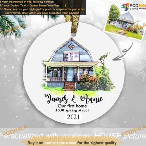 Our First Home New Home Christmas and Custom Photo Ornament
