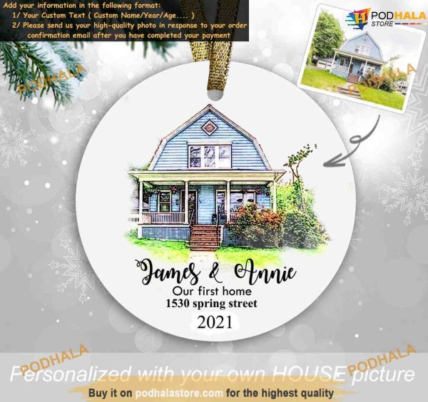 Our First Home New Home Christmas and Custom Photo Ornament