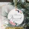 Our First Married Christmas Ornament, Custom Ceramic Decor