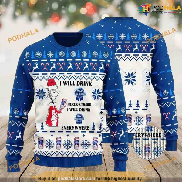 Pabst Blue Ribbon For Beer Lovers 3D Funny Womens Christmas Sweater