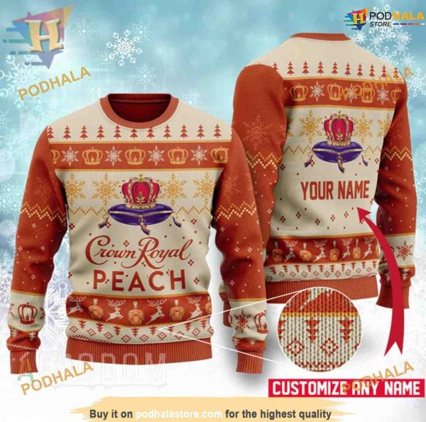 Peach Crown Royal Woolen Sweater, Funny Womens Christmas Sweater